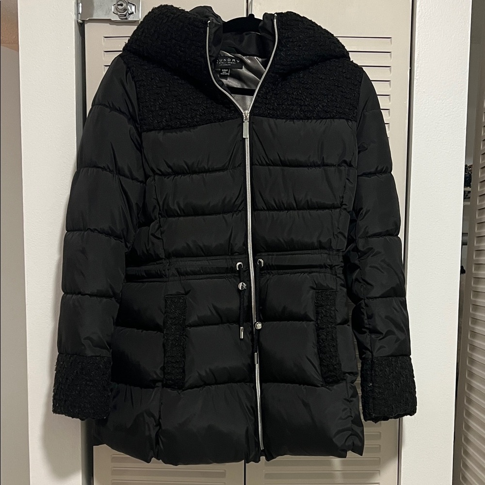Laundry By Shelli Segal Black Hooded Puffer Jacket
